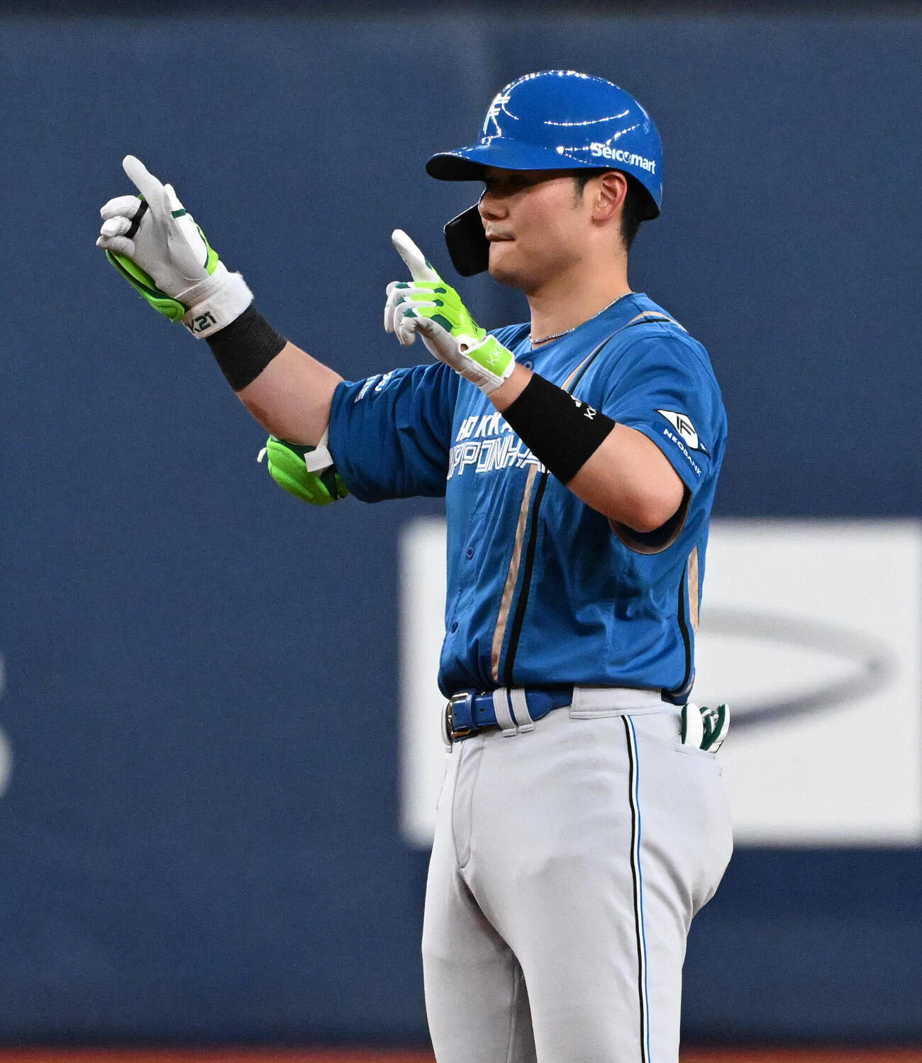 オリックス対日本ハム　4回表日本ハム2死一塁、清宮幸太郎は左適時打を放つ（撮影・石井愛子）