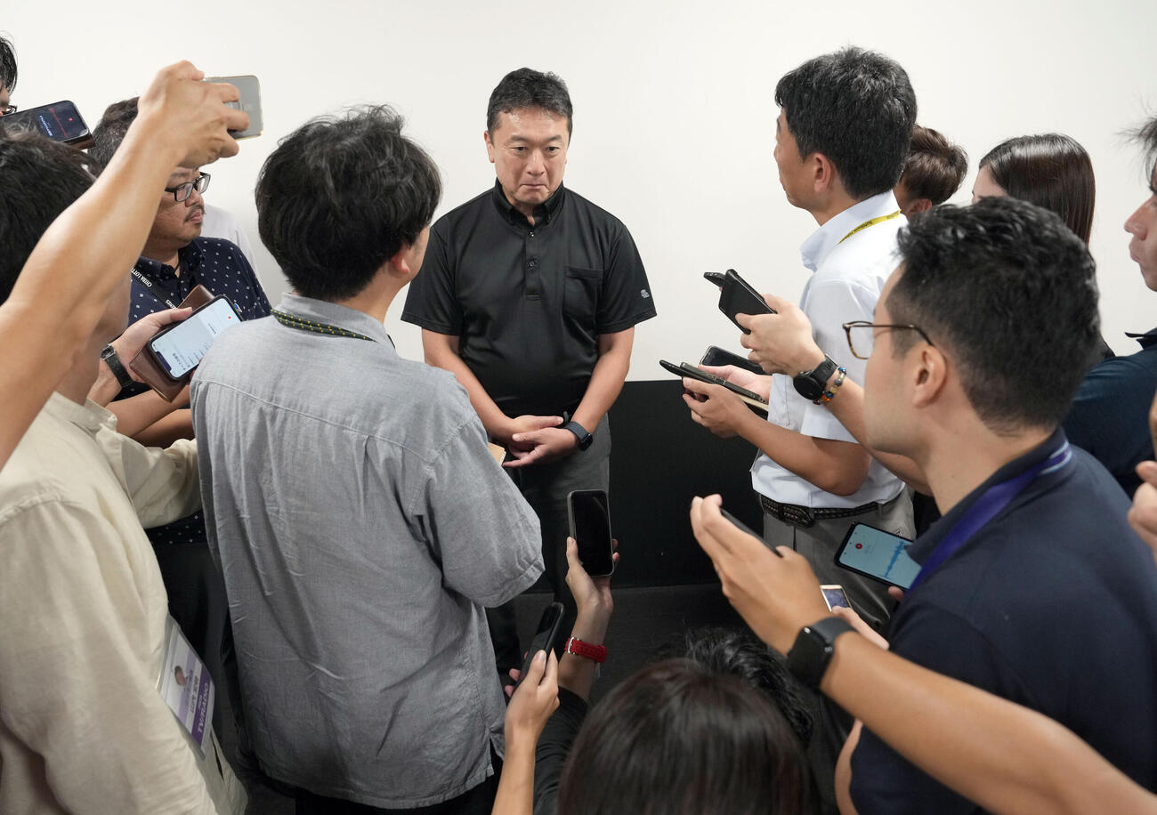 取材に応じるソフトバンク三笠杉彦GM（撮影・たえ見朱実）