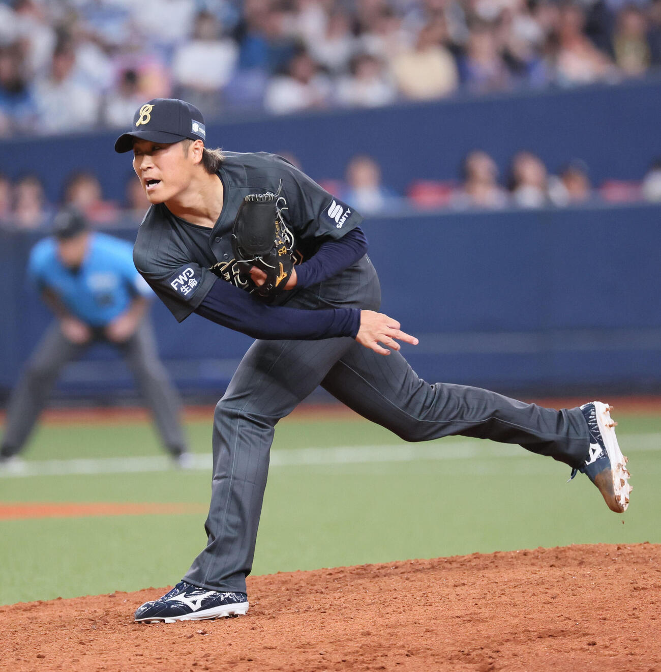 オリックス対日本ハム　オリックス5番手の阿部翔太（撮影・宮崎幸一）