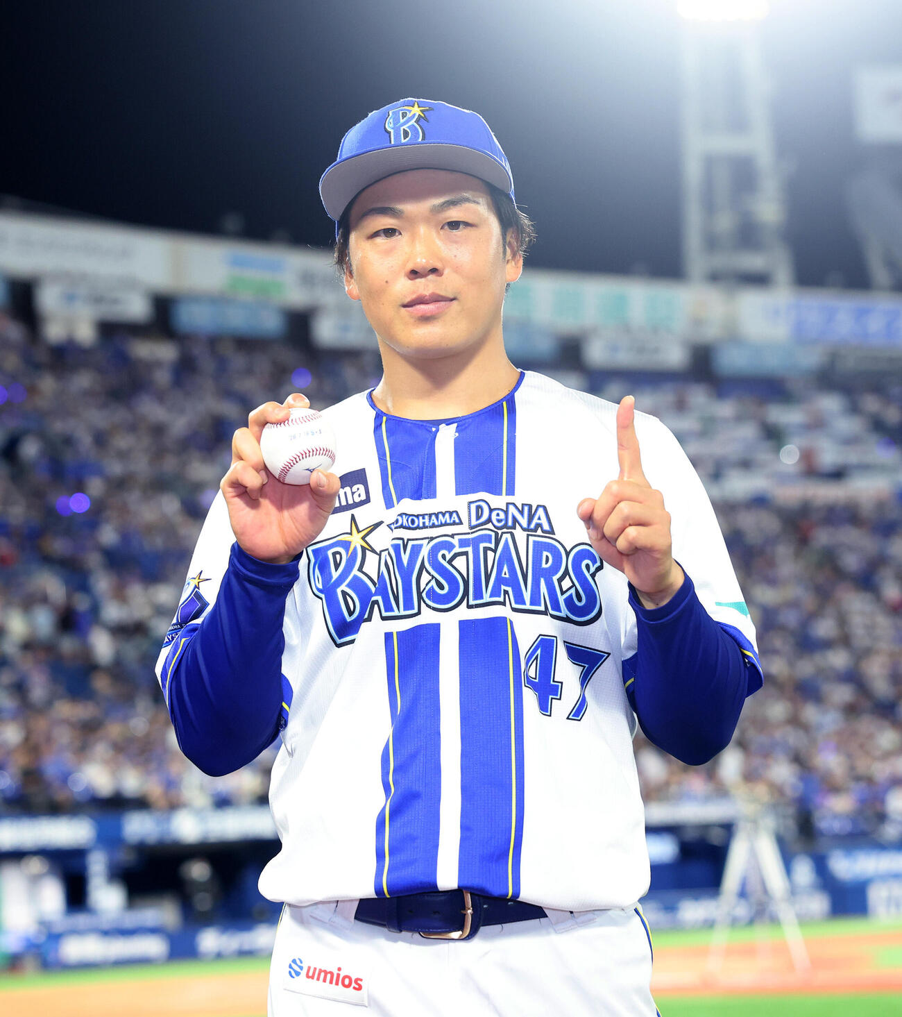 DeNA対ヤクルト　プロ初勝利したDeNA片山皓心（撮影・鈴木正人）