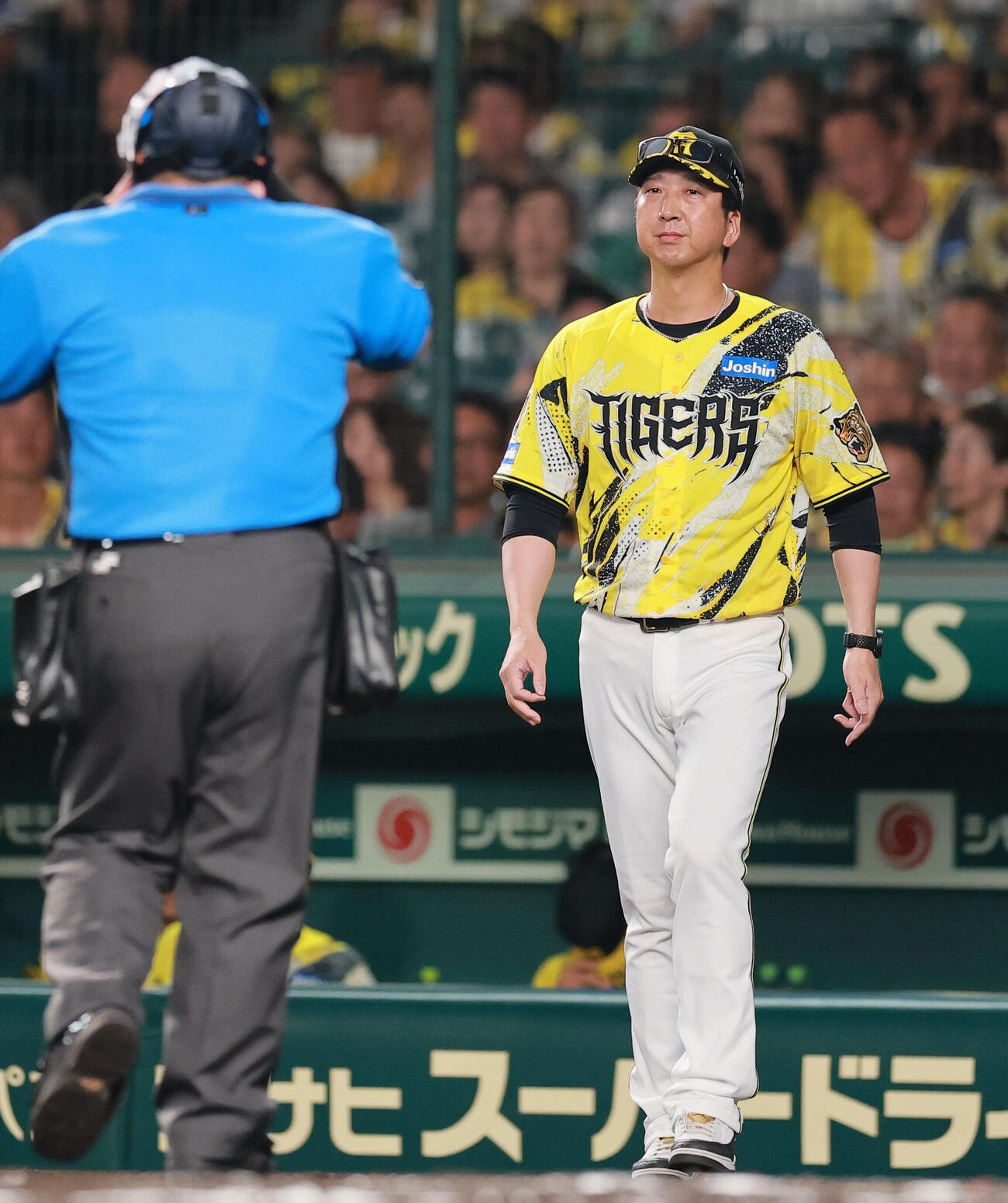 阪神対DeNA 6回回途中で先発大竹耕太郎を交代させる藤川球児監督（撮影・上山淳一）