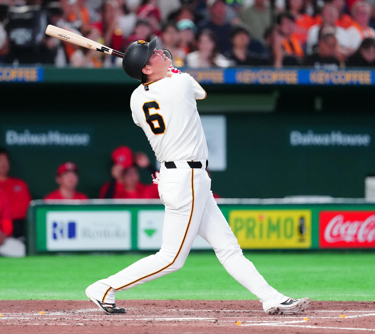 巨人対広島　2回裏巨人無死、二邪飛に倒れる坂本勇人（撮影・鈴木みどり）