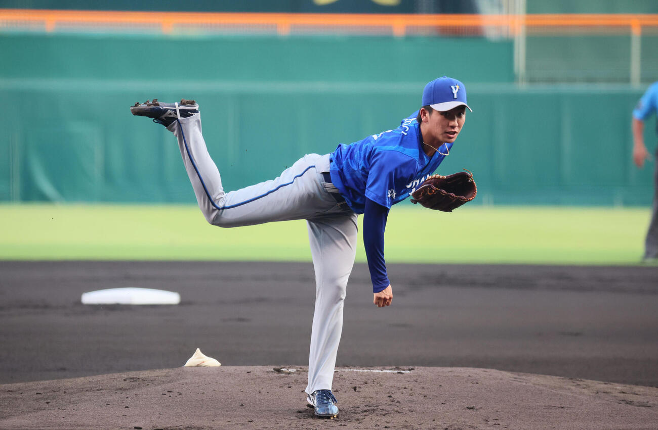 阪神対DeNA DeNA先発の篠木健太郎（撮影・宮崎幸一）