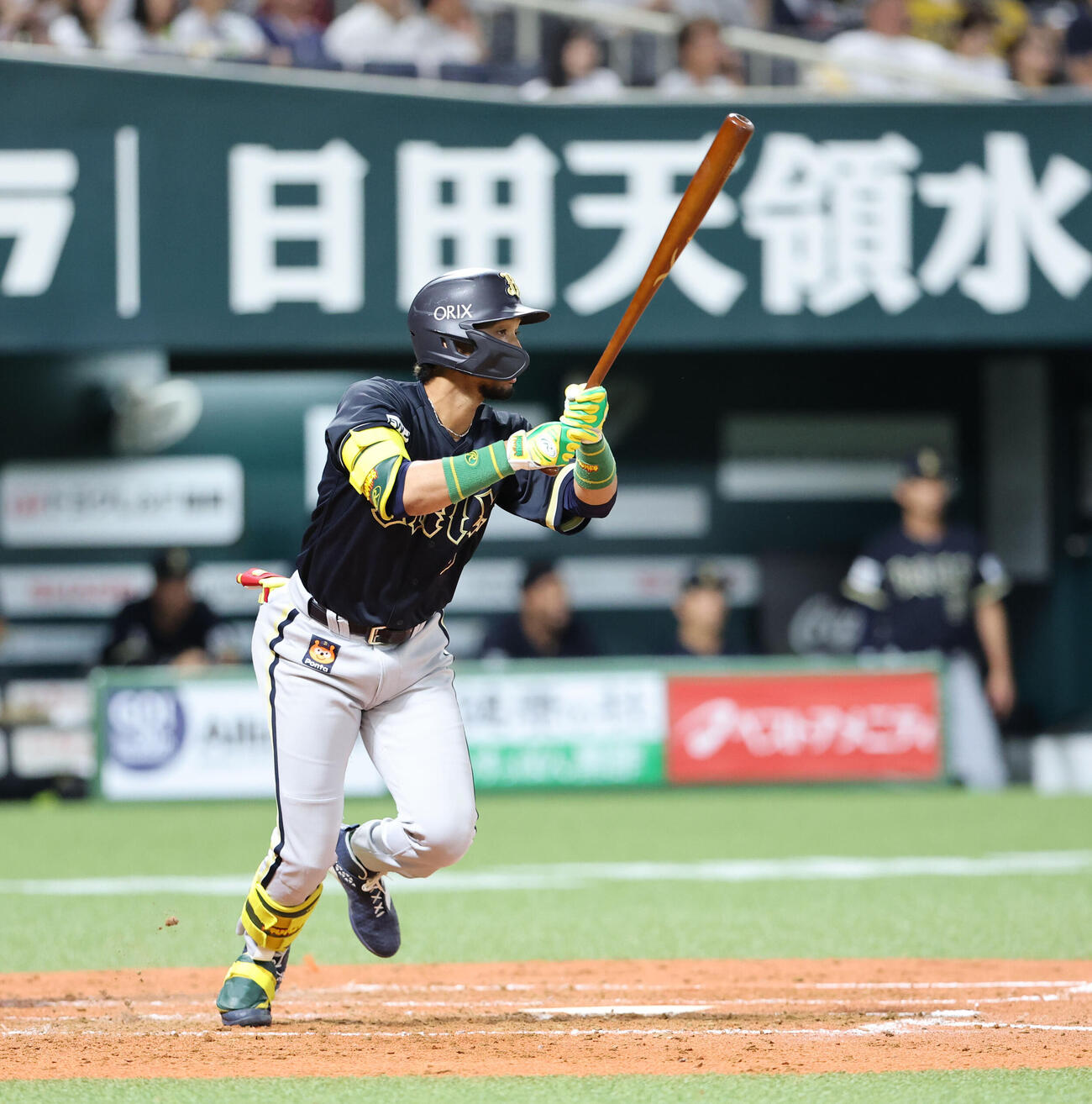 ソフトバンク対オリックス　4回表オリックス2死一、三塁、宗佑磨は右前に同点適時打を放つ（撮影・梅根麻紀）