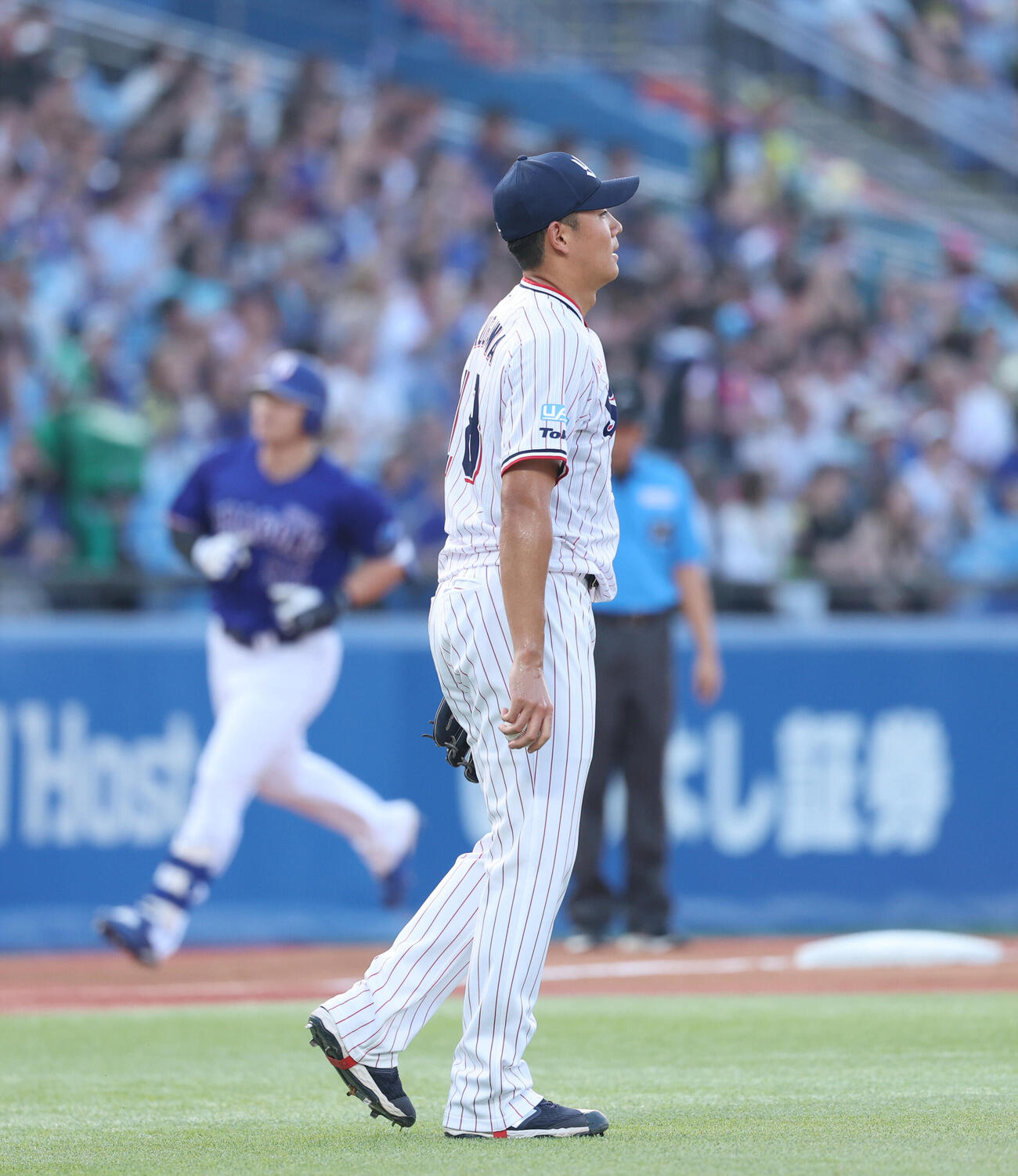ヤクルト対中日　1回表中日1死一塁、細川成也に2点本塁打を浴びる奥川恭伸（撮影・増田悦実）