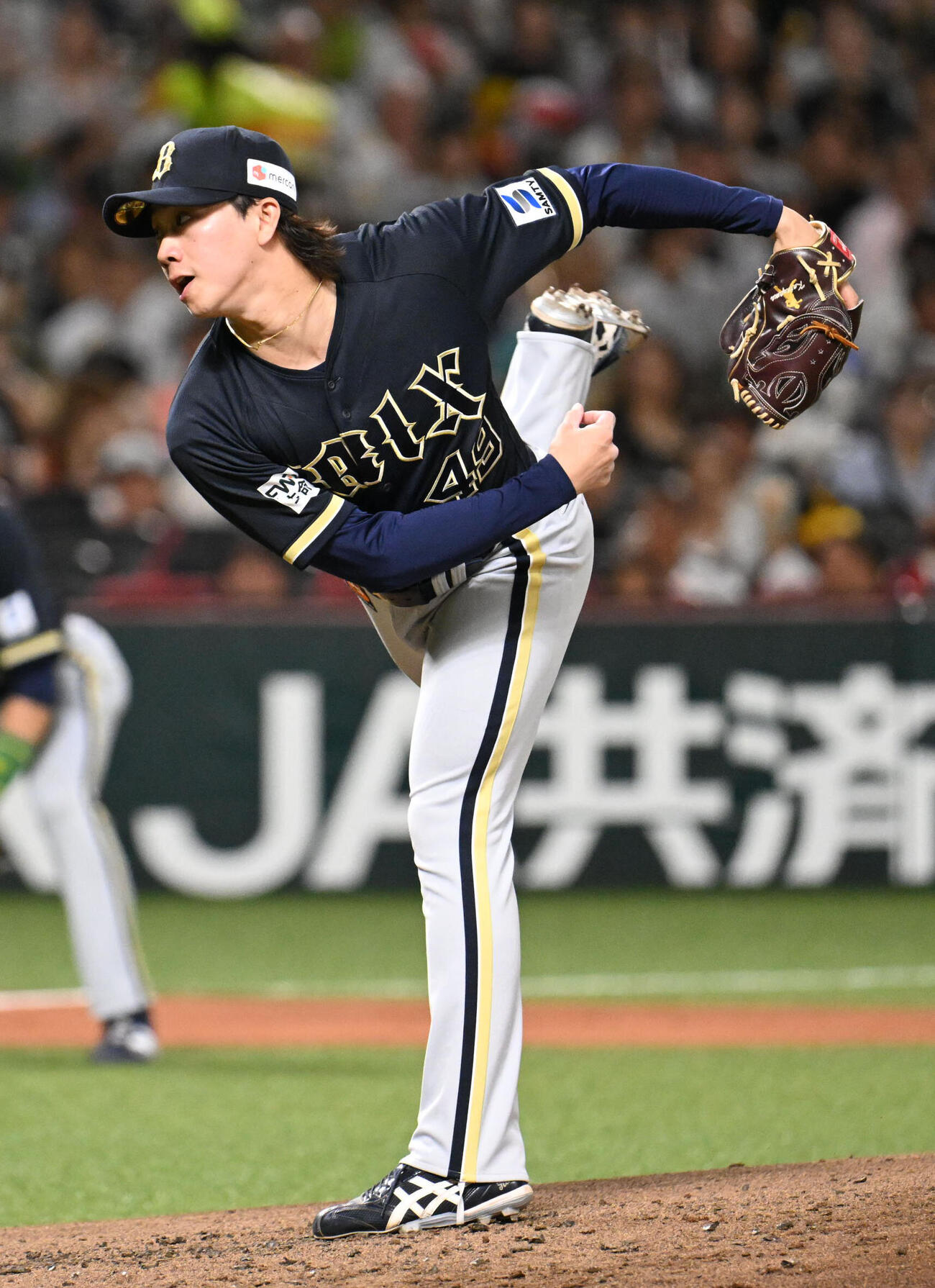 ソフトバンク対オリックス　オリックス先発の片山楽生（撮影・林敢治）