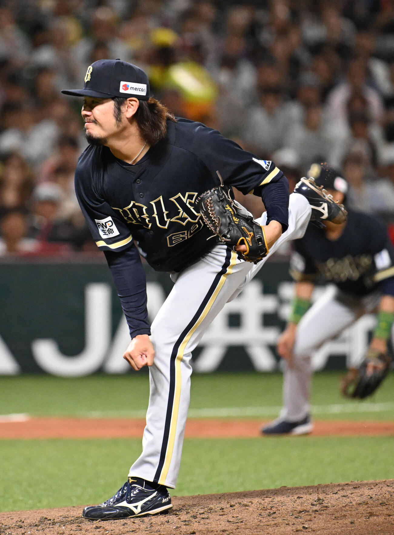 ソフトバンク対オリックス　オリックス2番手投手の博志（撮影・林敢治）