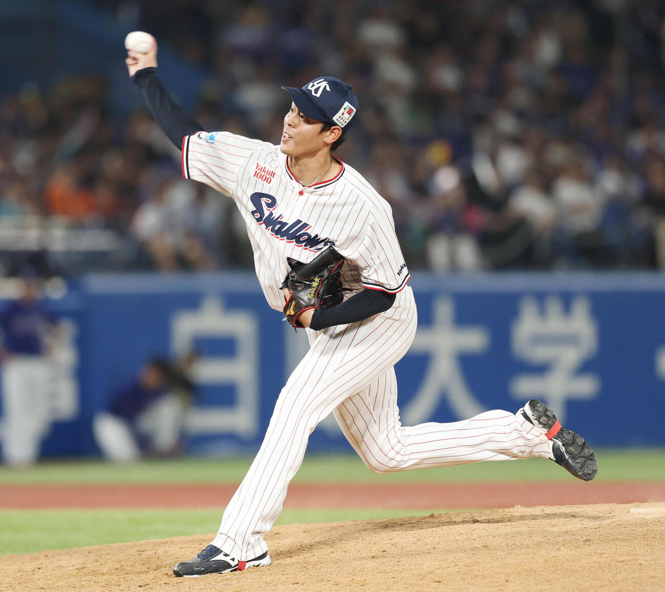 ヤクルト対中日　ヤクルト2番手で登板し力投する丸山翔大（撮影・増田悦実）