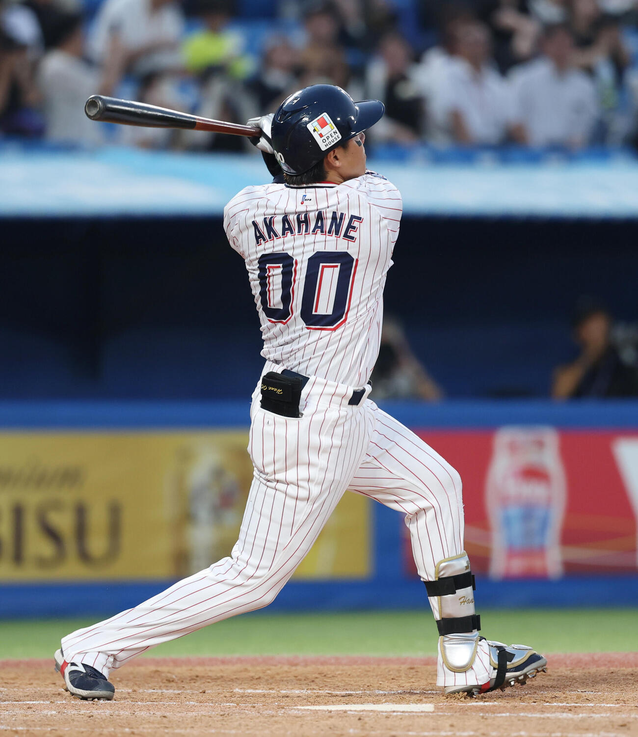 ヤクルト対中日　2回裏ヤクルト2死一、二塁、3点本塁打を放つ赤羽由紘（撮影・増田悦実）