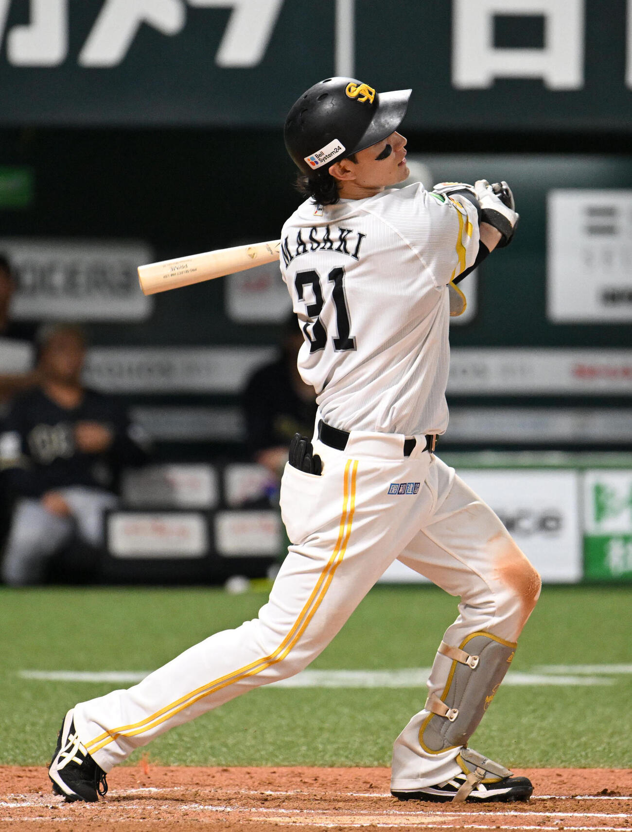 ソフトバンク対オリックス　7回裏ソフトバンク2死一塁、正木智也は2点本塁打を放つ（撮影・林敢治）