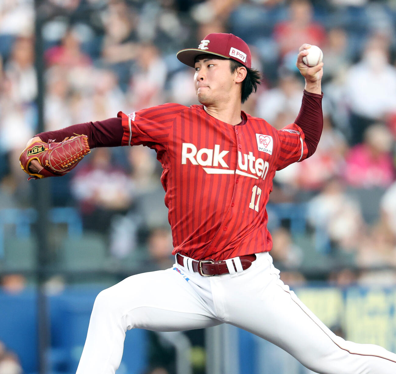 ロッテ対楽天　楽天先発の古謝樹（撮影・浅見桂子）