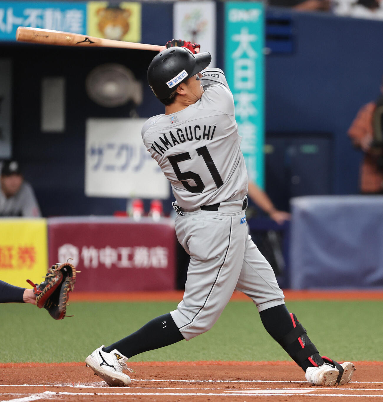 オリックス対ロッテ　1回裏ロッテ1死、山口航輝は本塁打を放つ（撮影・西尾就之）