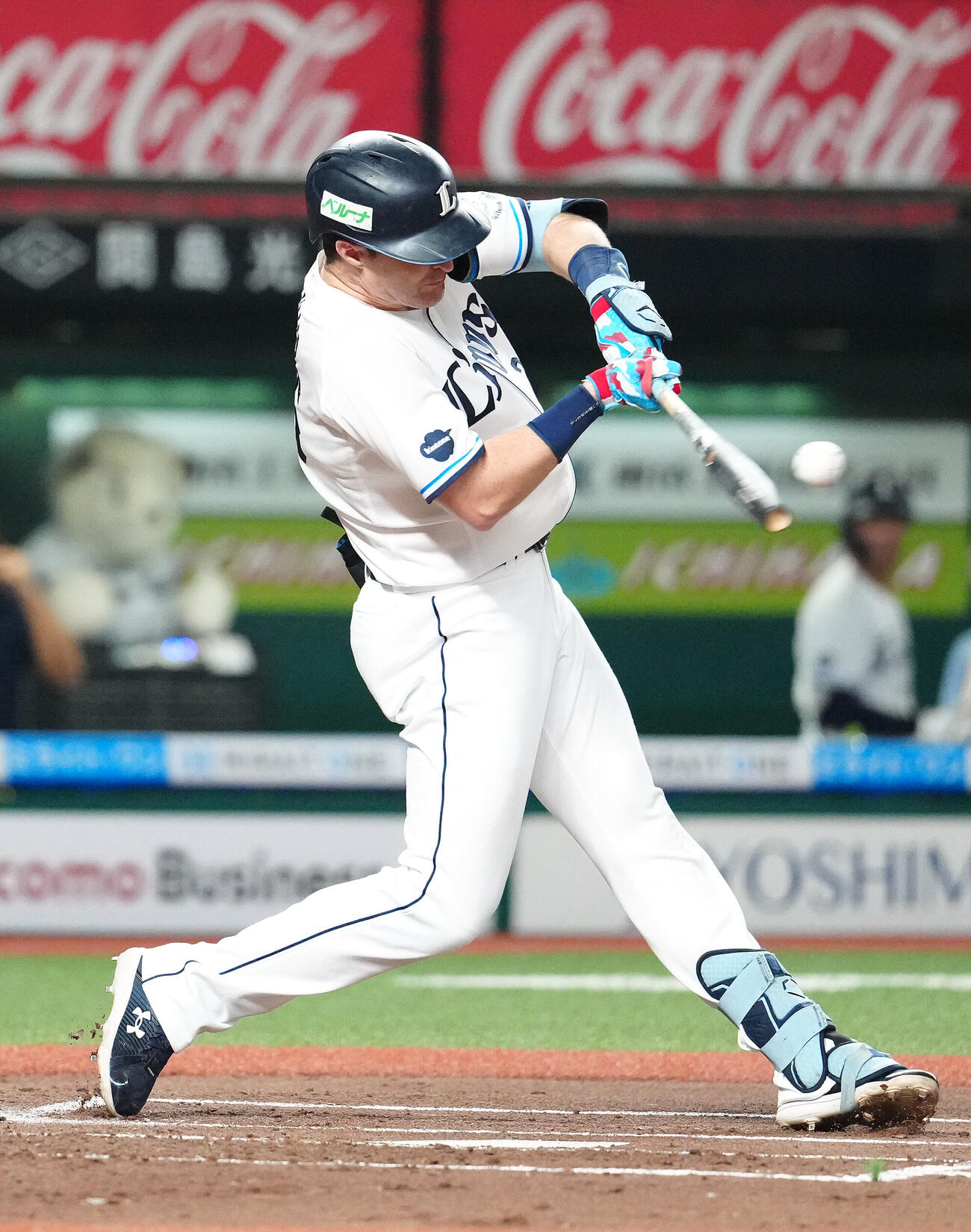 西武対ソフトバンク　2回裏西武無死、先制本塁打を放つタイラー・ネビン（撮影・江口和貴）
