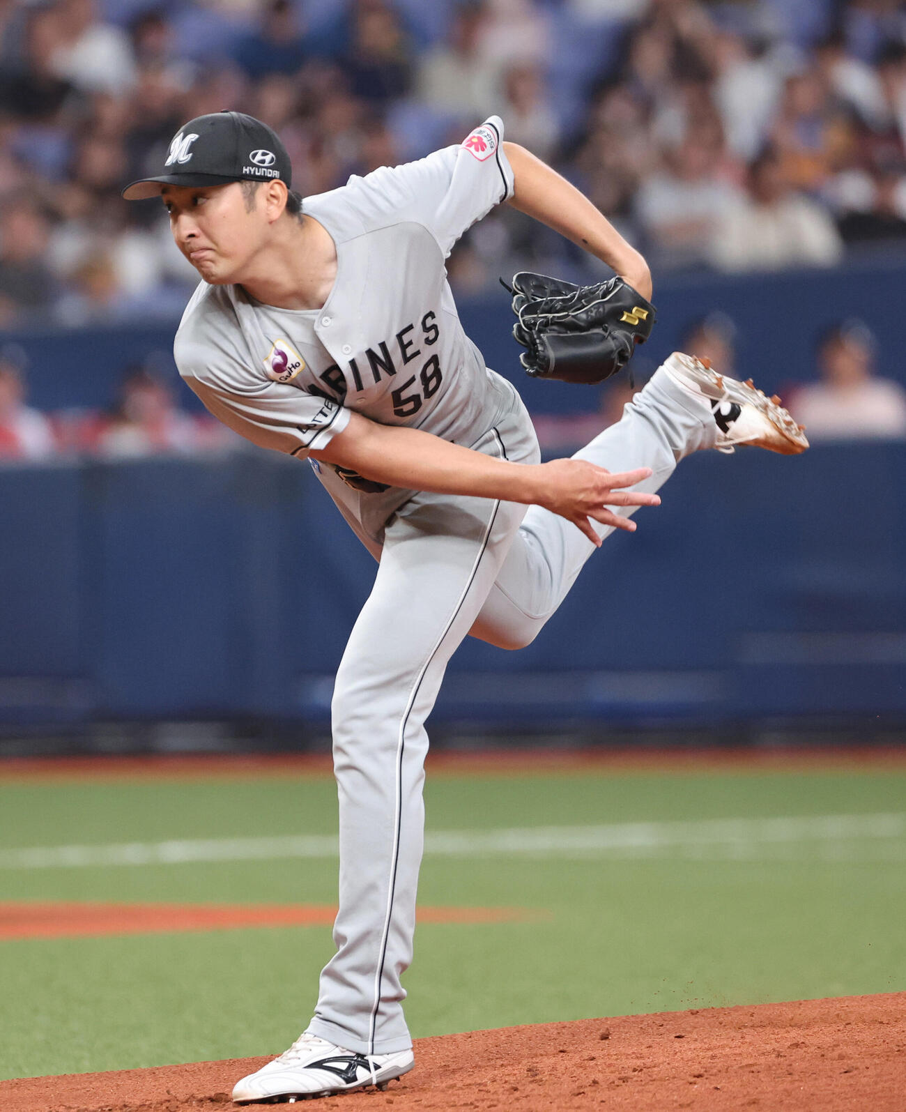 オリックス対ロッテ　ロッテ先発の河村説人（撮影・西尾就之）