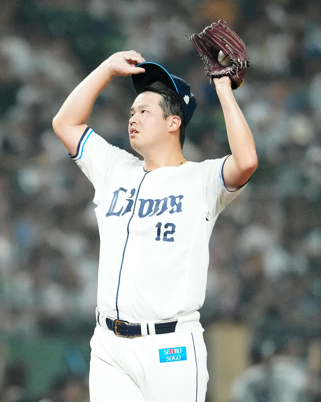 西武対ソフトバンク　6回表ソフトバンク無死一、三塁、柳田悠岐に適時打を浴びた渡辺勇太朗（撮影・江口和貴）