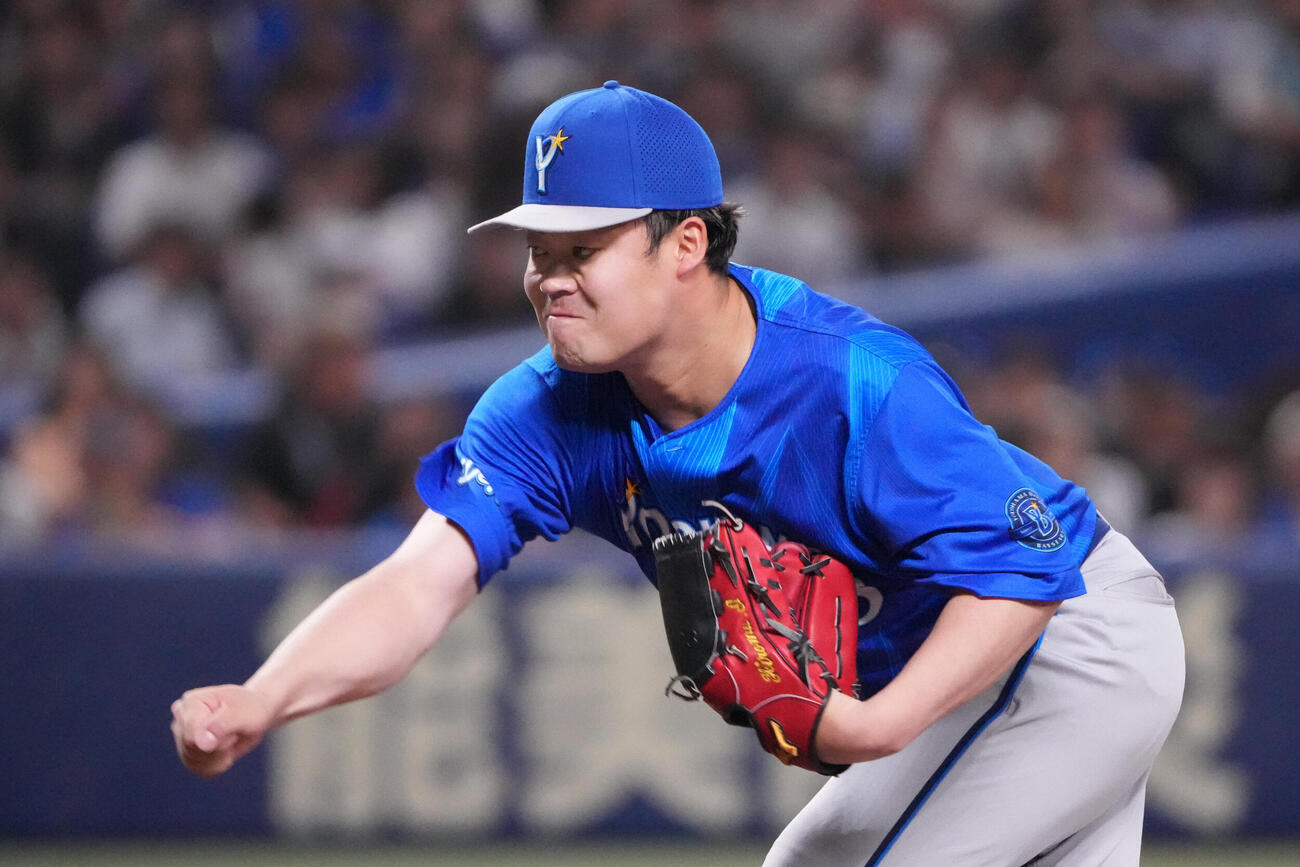 中日対DeNA 9回裏、DeNA4番手で登板する伊勢大夢（撮影・森本幸一）