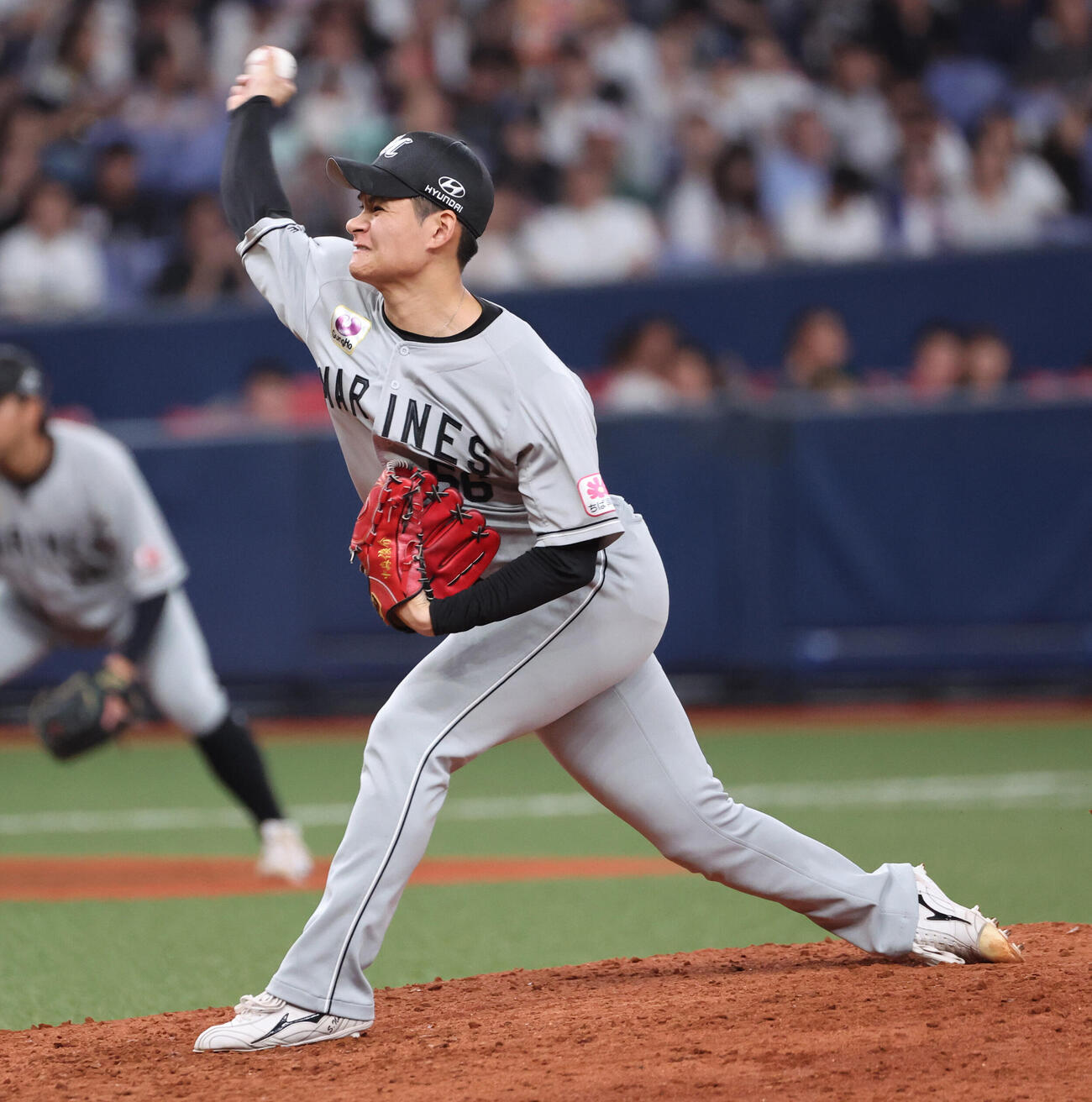 オリックス対ロッテ　7回から登板のロッテ3番手中森俊介（撮影・西尾就之）
