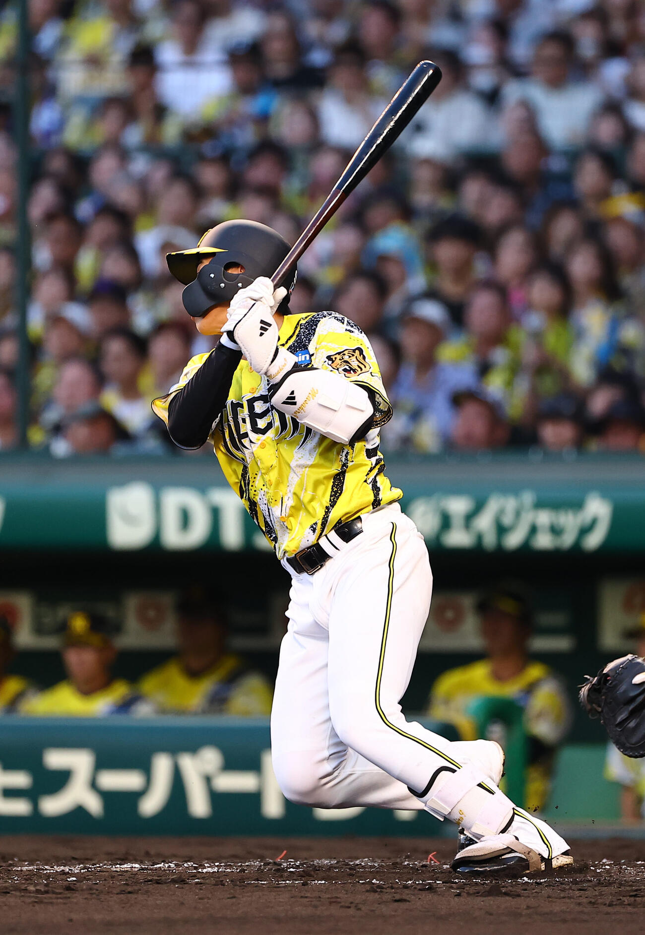 阪神対巨人　2回裏阪神1死一塁、立石正広は安打を放つ（撮影・上田博志）