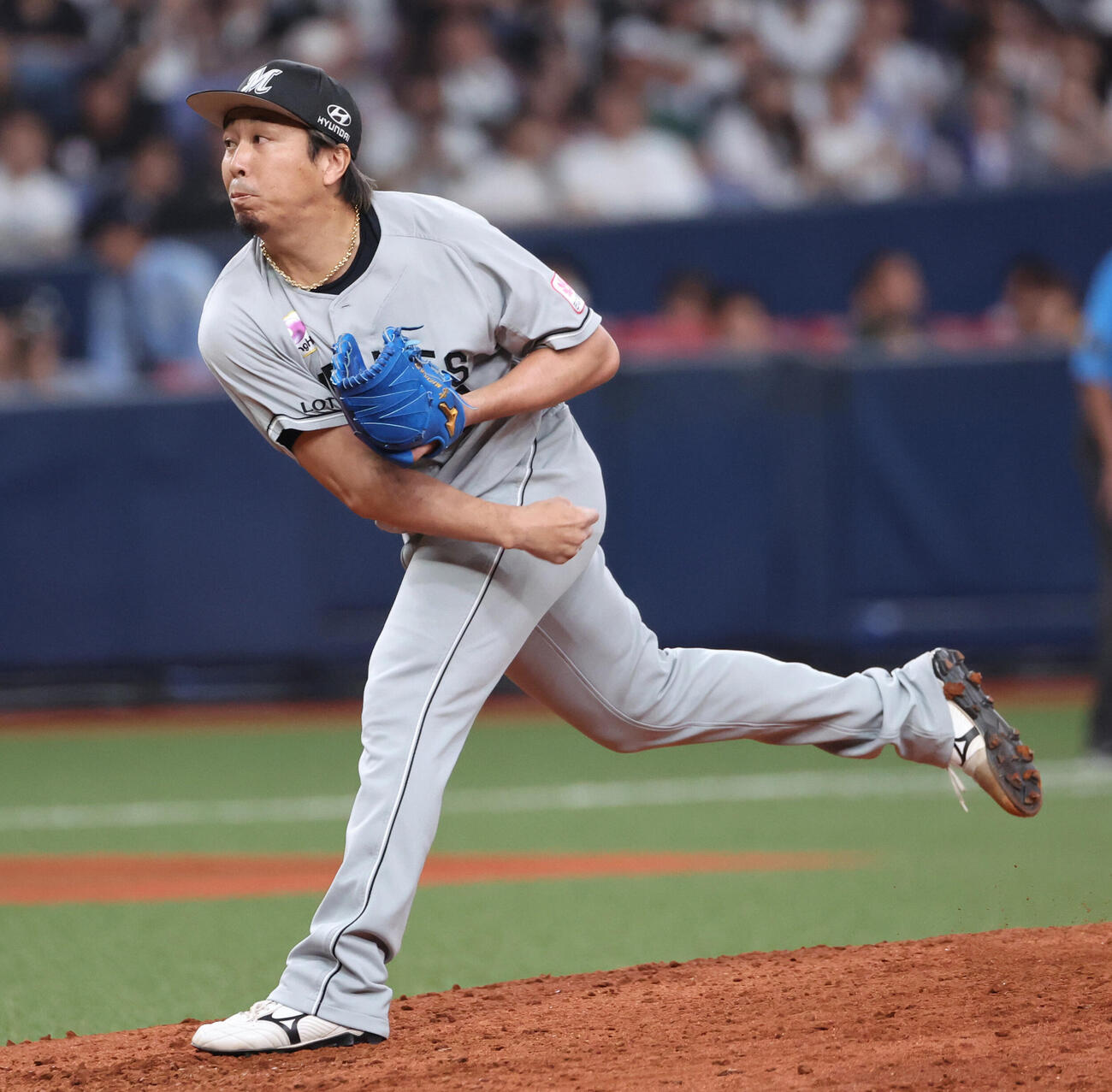 オリックス対ロッテ　6回から登板のロッテ2番手益田直也（撮影・西尾就之）