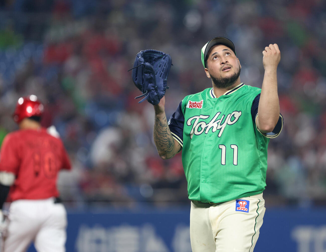 ヤクルト対広島　9回表に同点を許したキハダ（撮影・河田真司）
