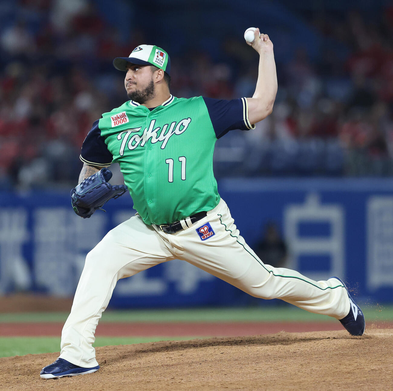 ヤクルト対広島　9回表、力投するキハダ（撮影・河田真司）