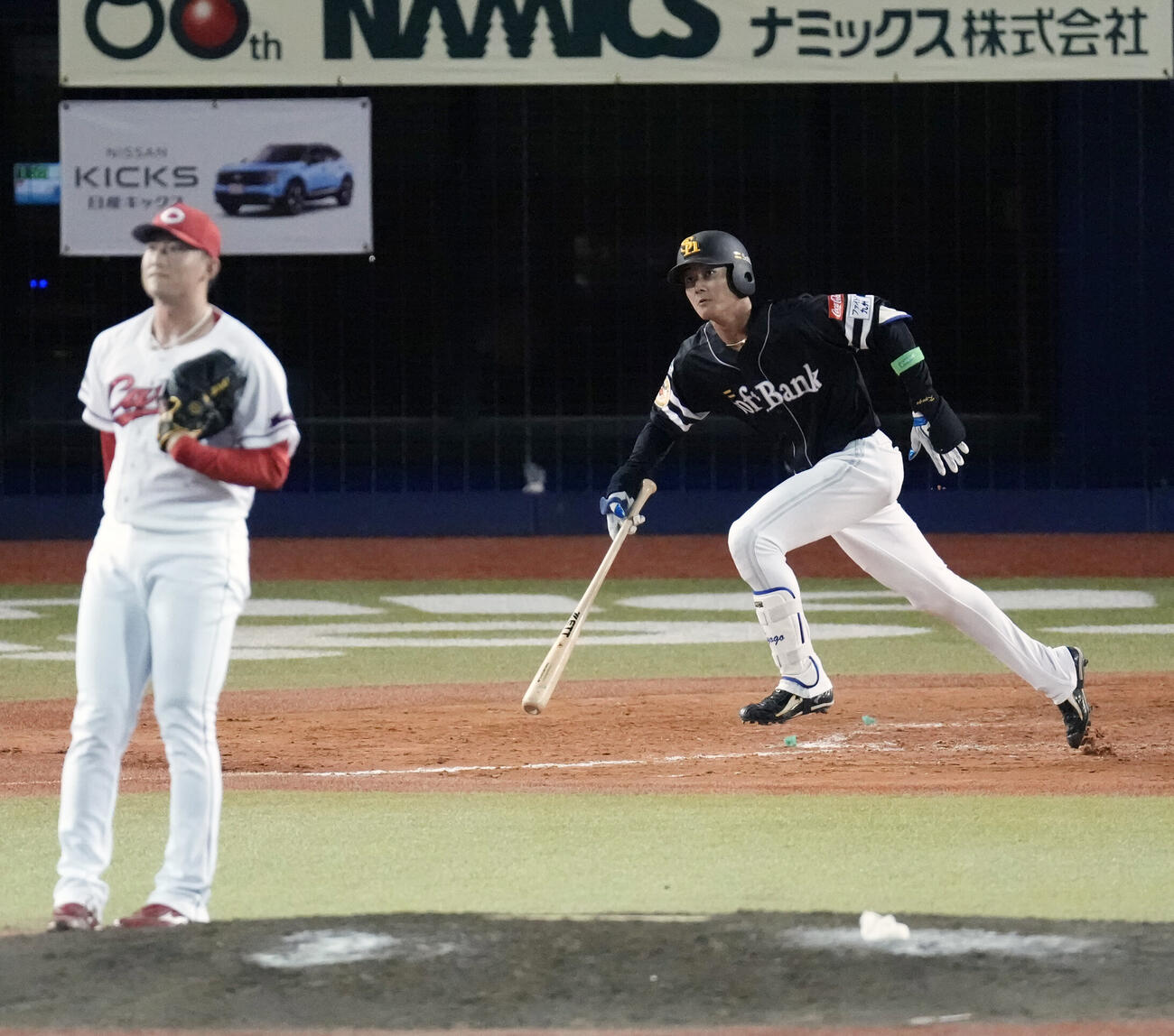 セ選抜対パ選抜　9回表パ選抜無死一塁、適時三塁打を放つ山下恭吾（撮影・小島史椰）