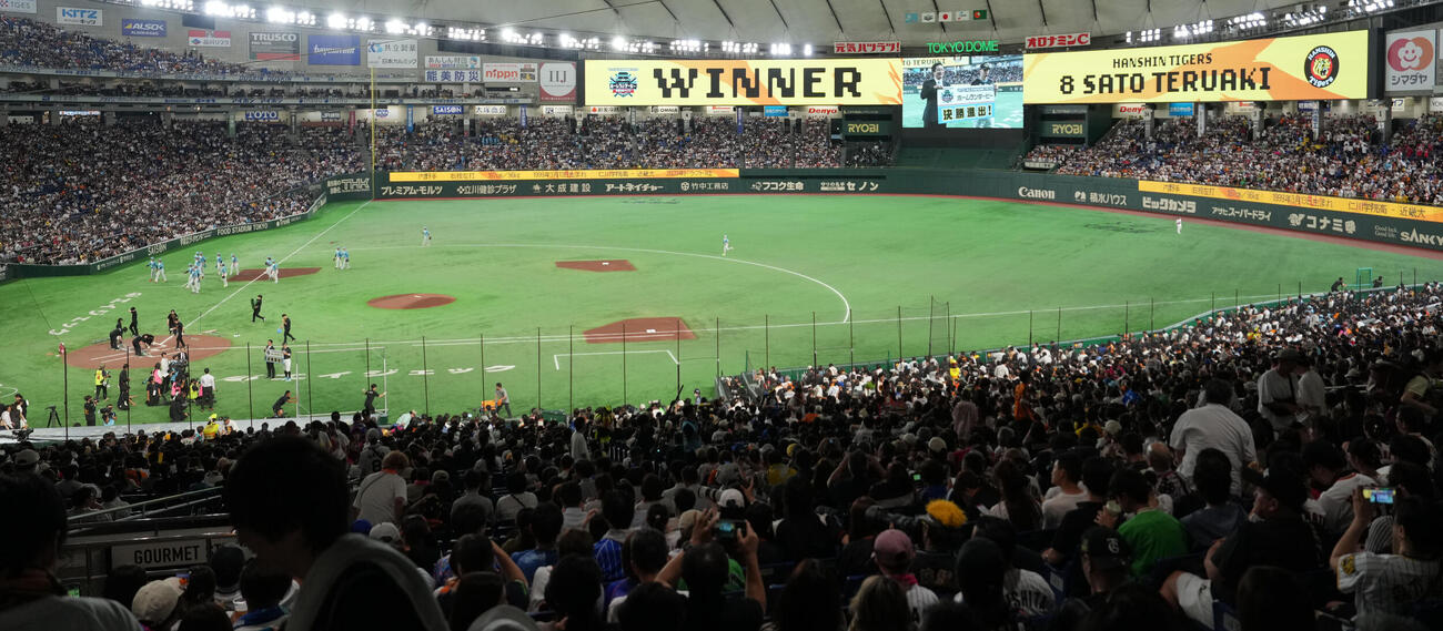 マイナビオールスター20226　第1戦　全セ対全パ　ホームランダービーの決勝進出を決めた阪神佐藤輝明（撮影・たえ見朱実）