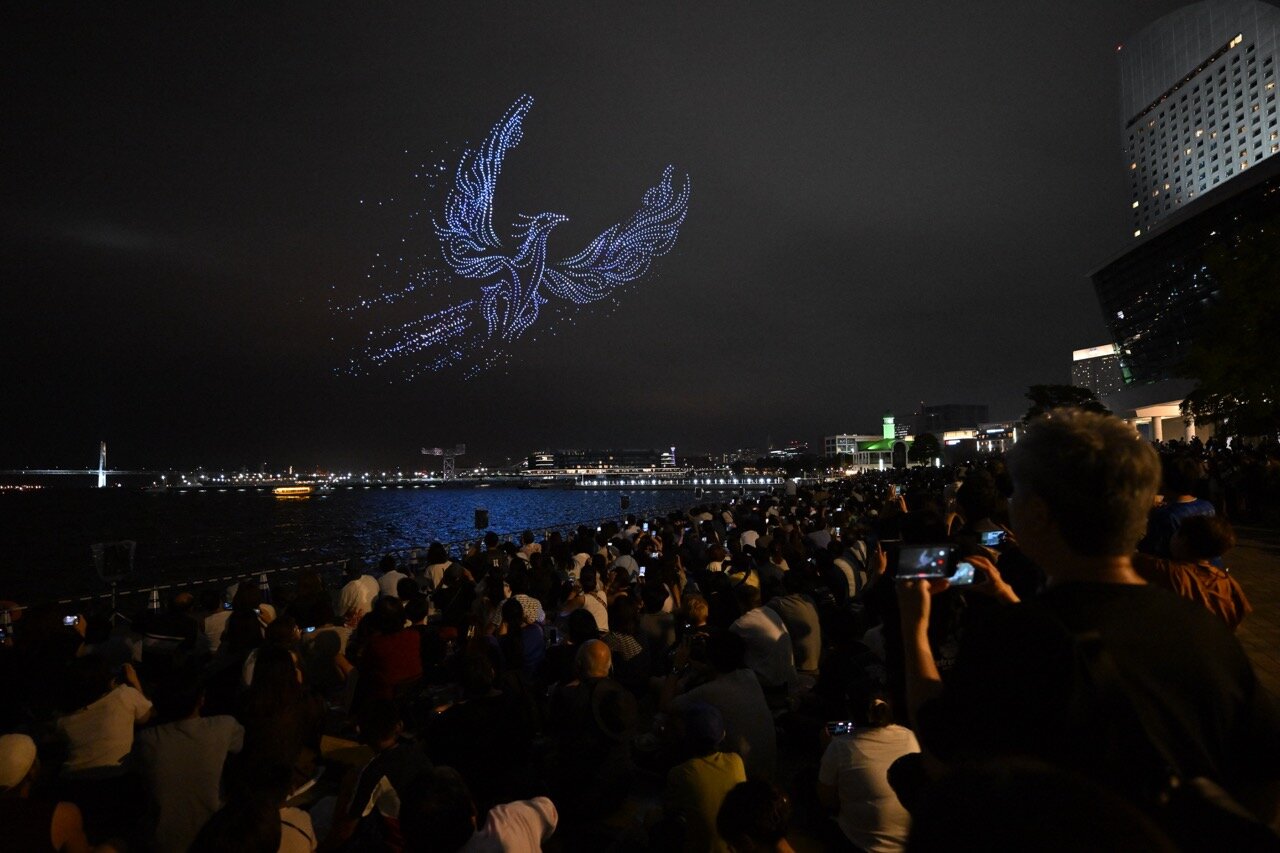 「YOKOHAMA STAR☆NIGHT DRONE SHOW」inみなとみらいエリアで球団初のギネス記録達成（球団提供）