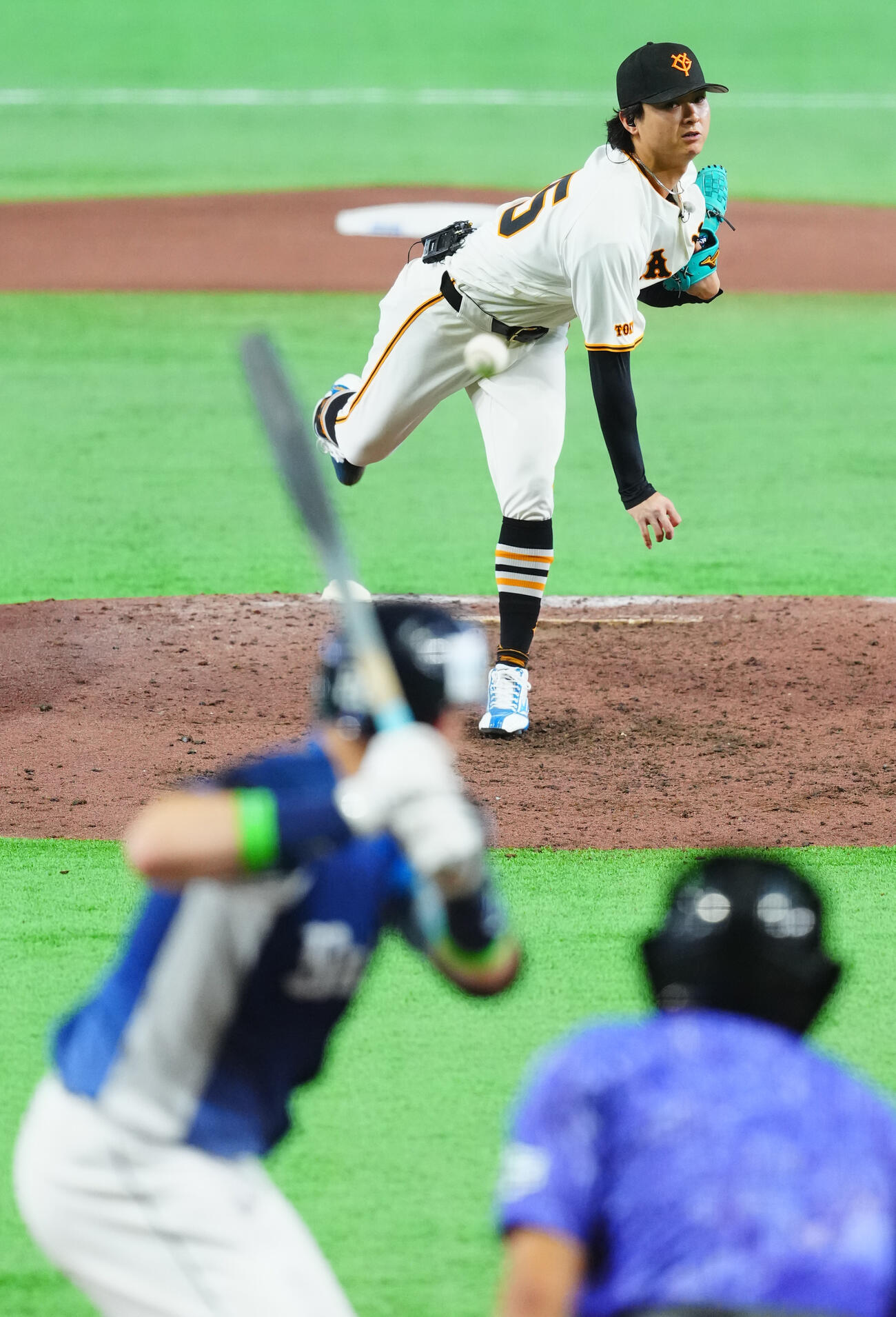 全セ対全パ　6回表、全セ5番手の田中瑛斗（撮影・垰建太）