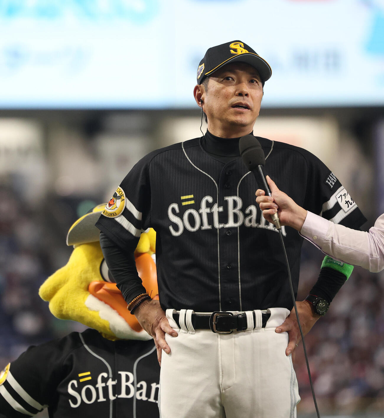 全セ対全パ　試合後インタビューに臨む全パ小久保裕紀監督（撮影・河田真司）