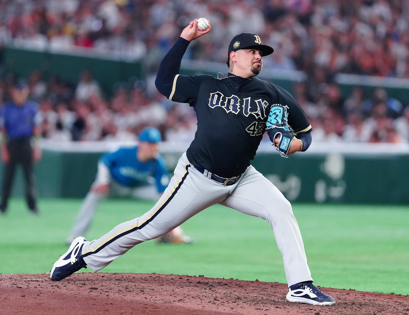 全セ対全パ　7回裏から5番手で登板した全パのアンドレス・マチャド（撮影・鈴木みどり）