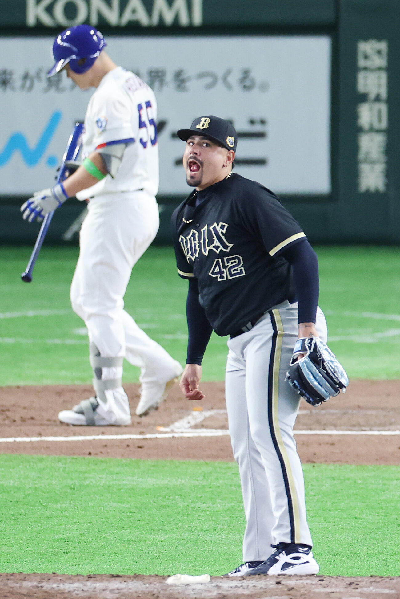 全セ対全パ　7回裏全セ1死、細川成也から空振り三振を奪うアンドレス・マチャド（撮影・宮地輝）