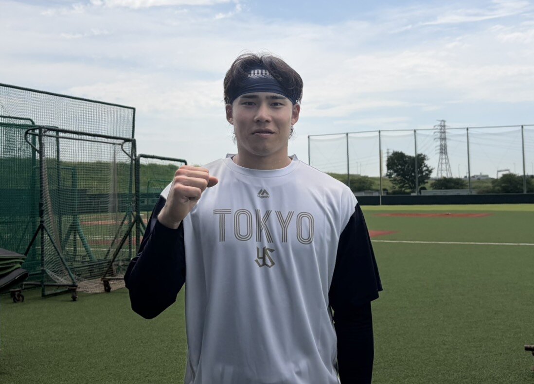 戸田で練習に初参加したヤクルト育成遠藤成（撮影・塚本光）