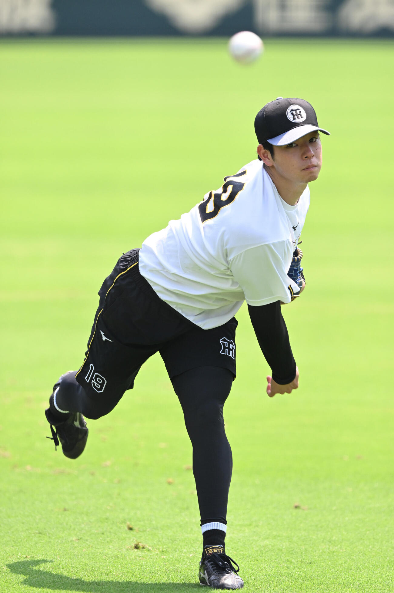 甲子園でキャッチボールする阪神下村海翔（撮影・和賀正仁）