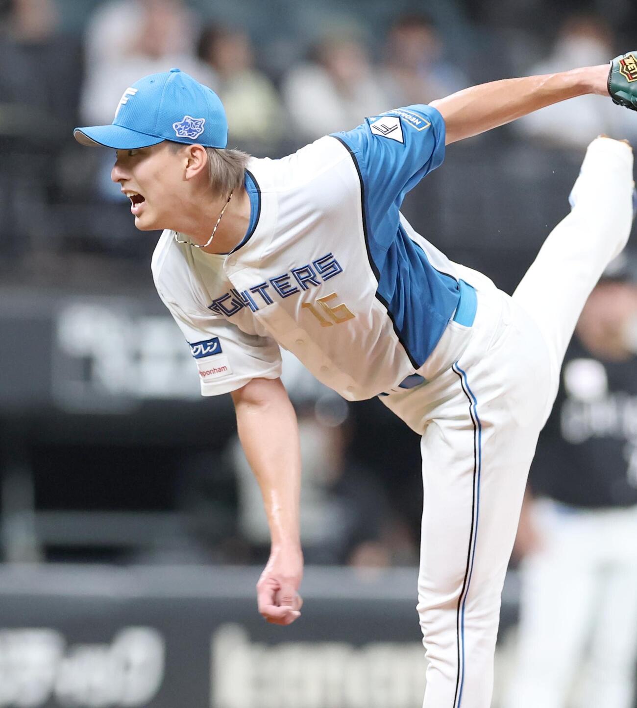 日本ハム対ロッテ　叫びながら力投する達孝太（撮影・黒川智章）