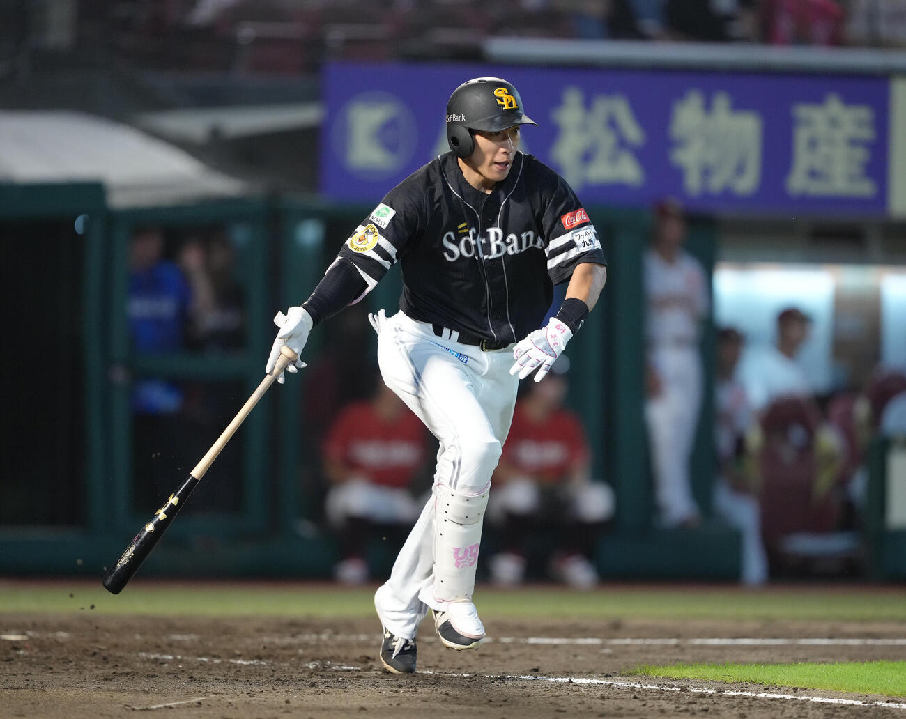 楽天対ソフトバンク　4回表ソフトバンク1死三塁、柳田悠岐は右前適時打を放つ（撮影・足立雅史）
