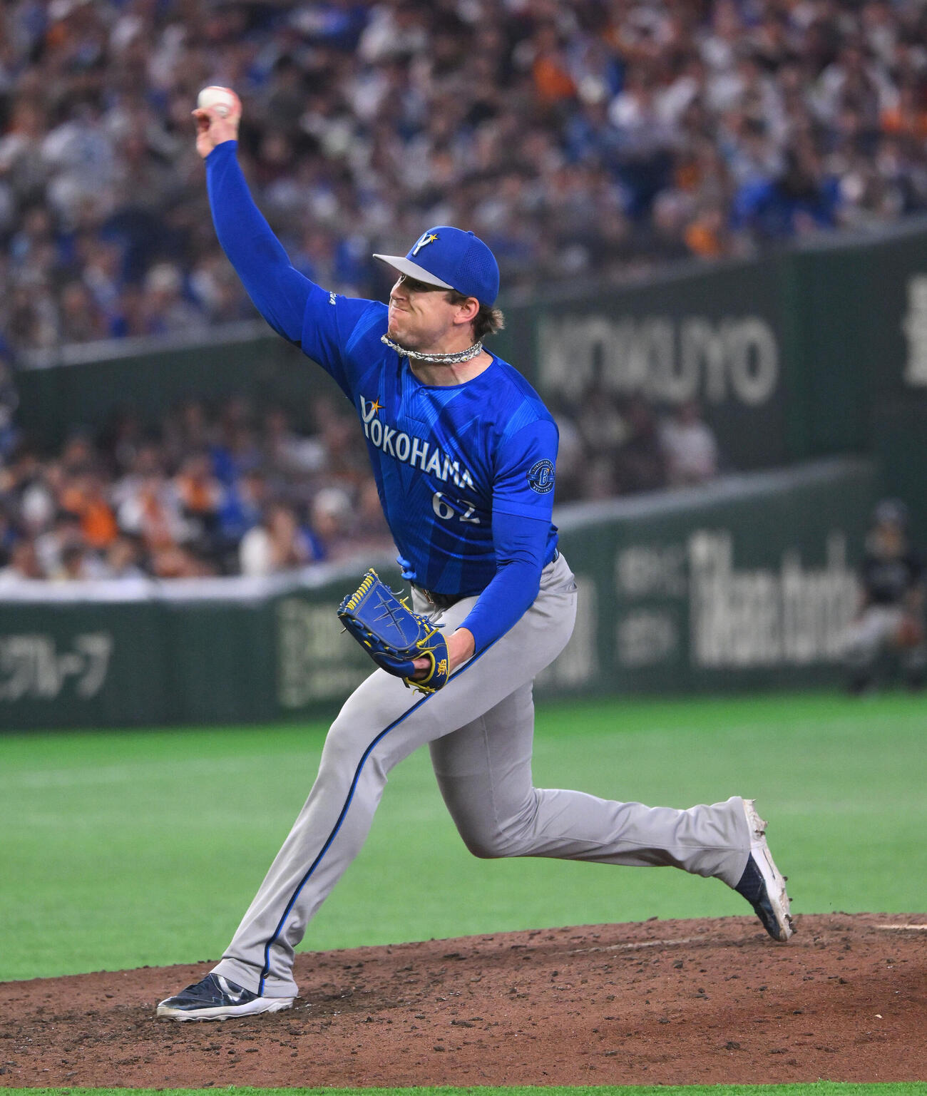巨人対DeNA 9回裏、DeNA5番手で登板し試合を締めたショーン・レイノルズ（撮影・滝沢徹郎）