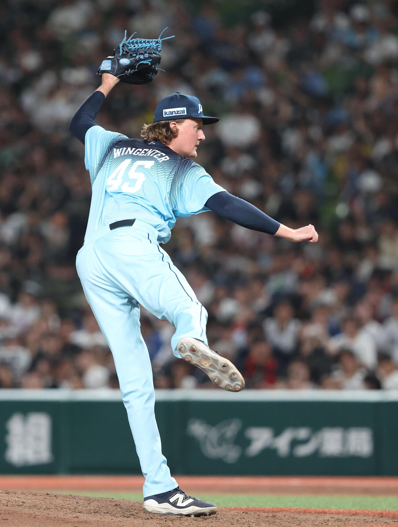 西武対オリックス　8回表、力投するウィンゲンター（撮影・河田真司）