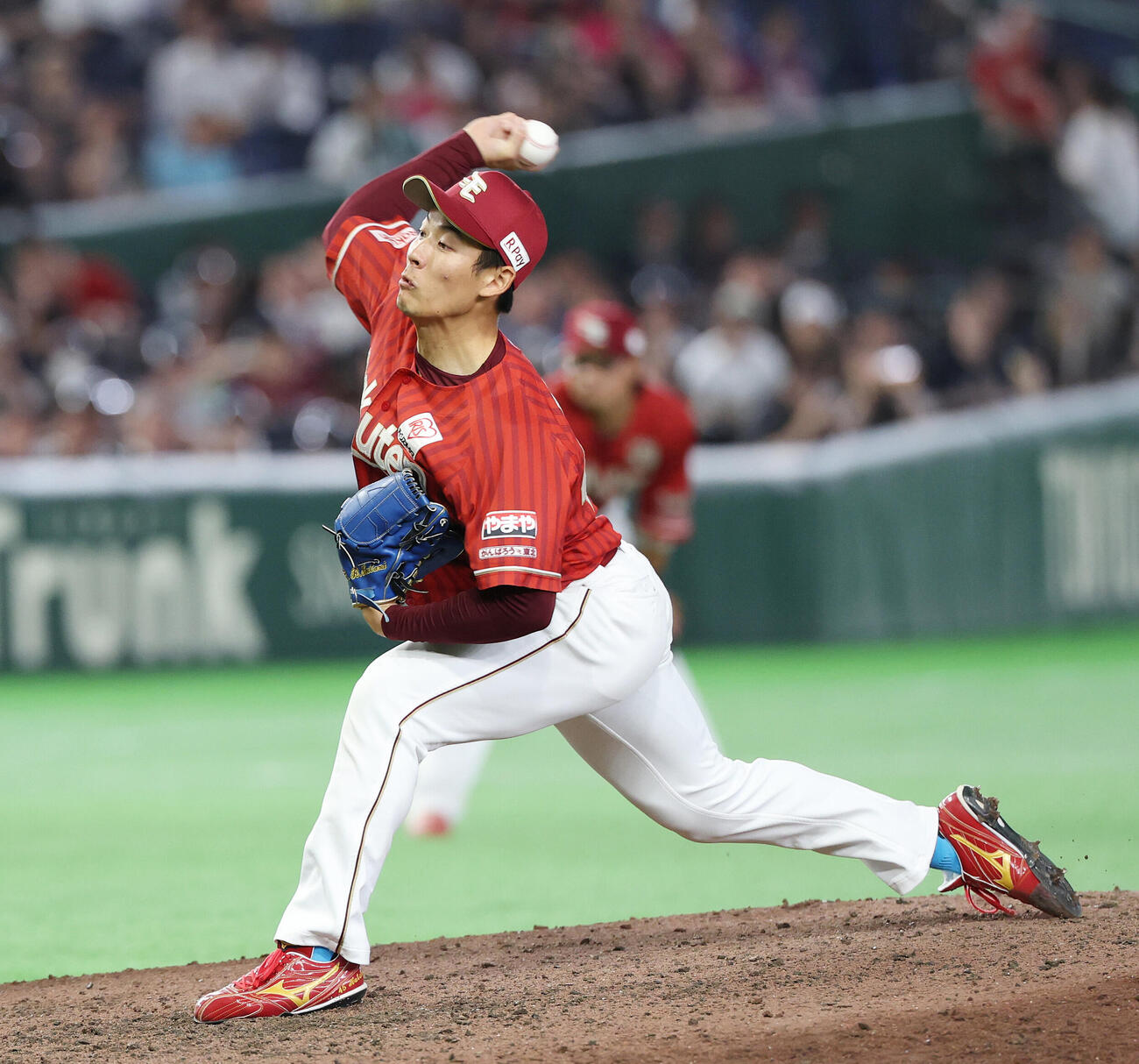 オリックス対楽天　楽天4番手の九谷瑠（撮影・宮地輝）