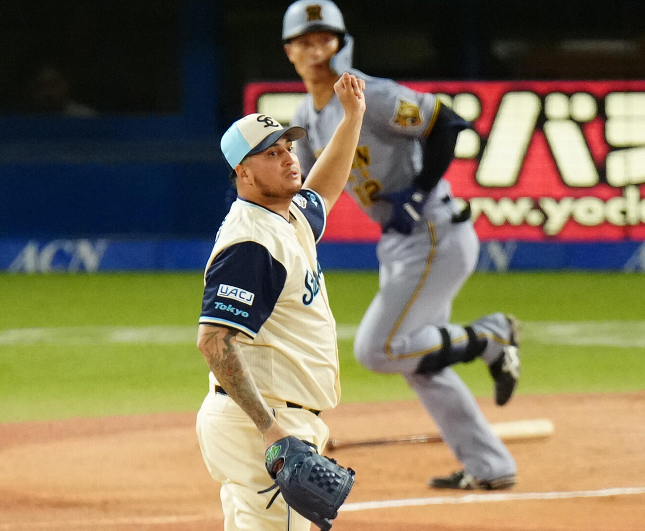 2日阪神戦の9回、坂本誠志郎にソロ本塁打を浴びたキハダ