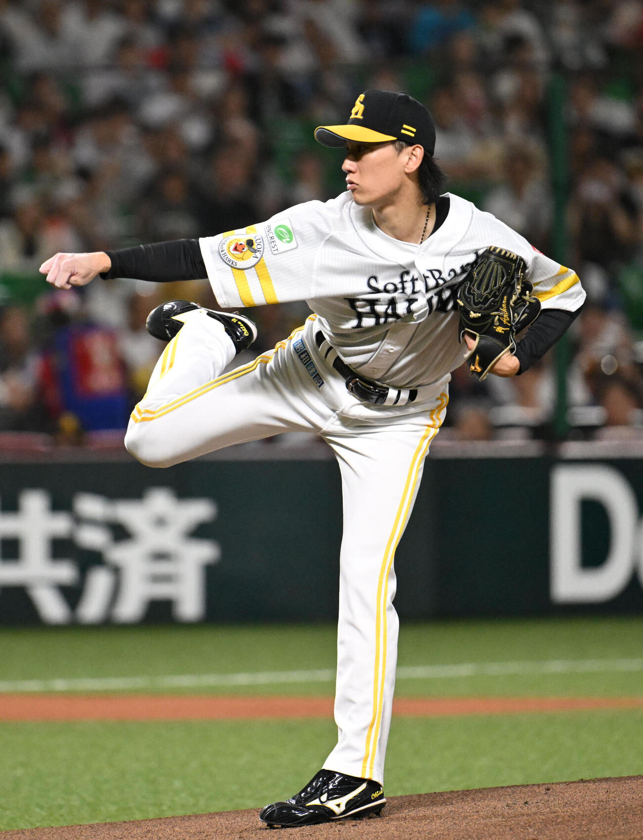 ソフトバンク対日本ハム　ソフトバンク先発の大津亮介（撮影・林敢治）