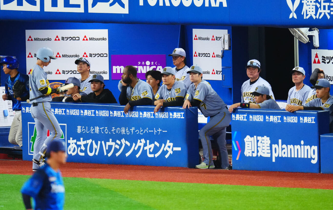 DeNA対阪神　9回表、さえない阪神ベンチ（撮影・垰建太）