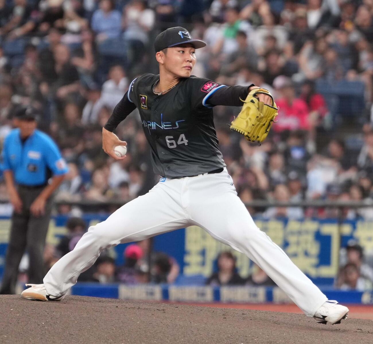 ロッテ対オリックス　ロッテ先発の広池康志郎（撮影・小沢裕）