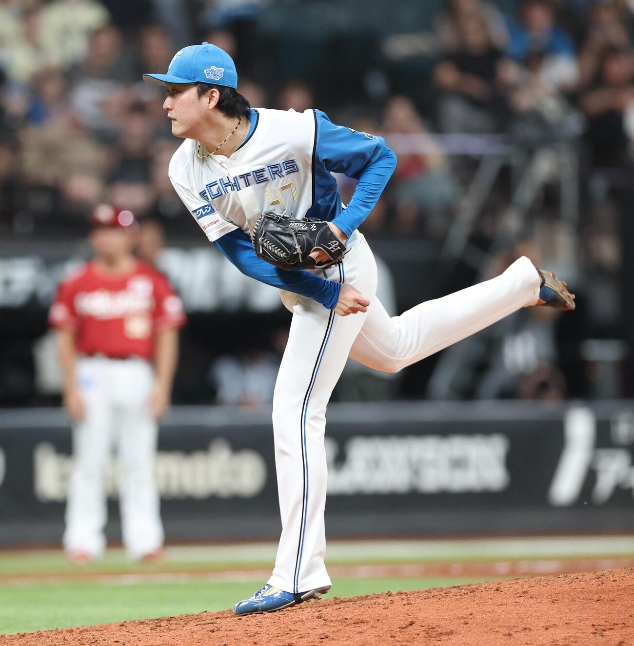 日本ハム対楽天　9回に登板の柳川大晟（撮影・黒川智章）
