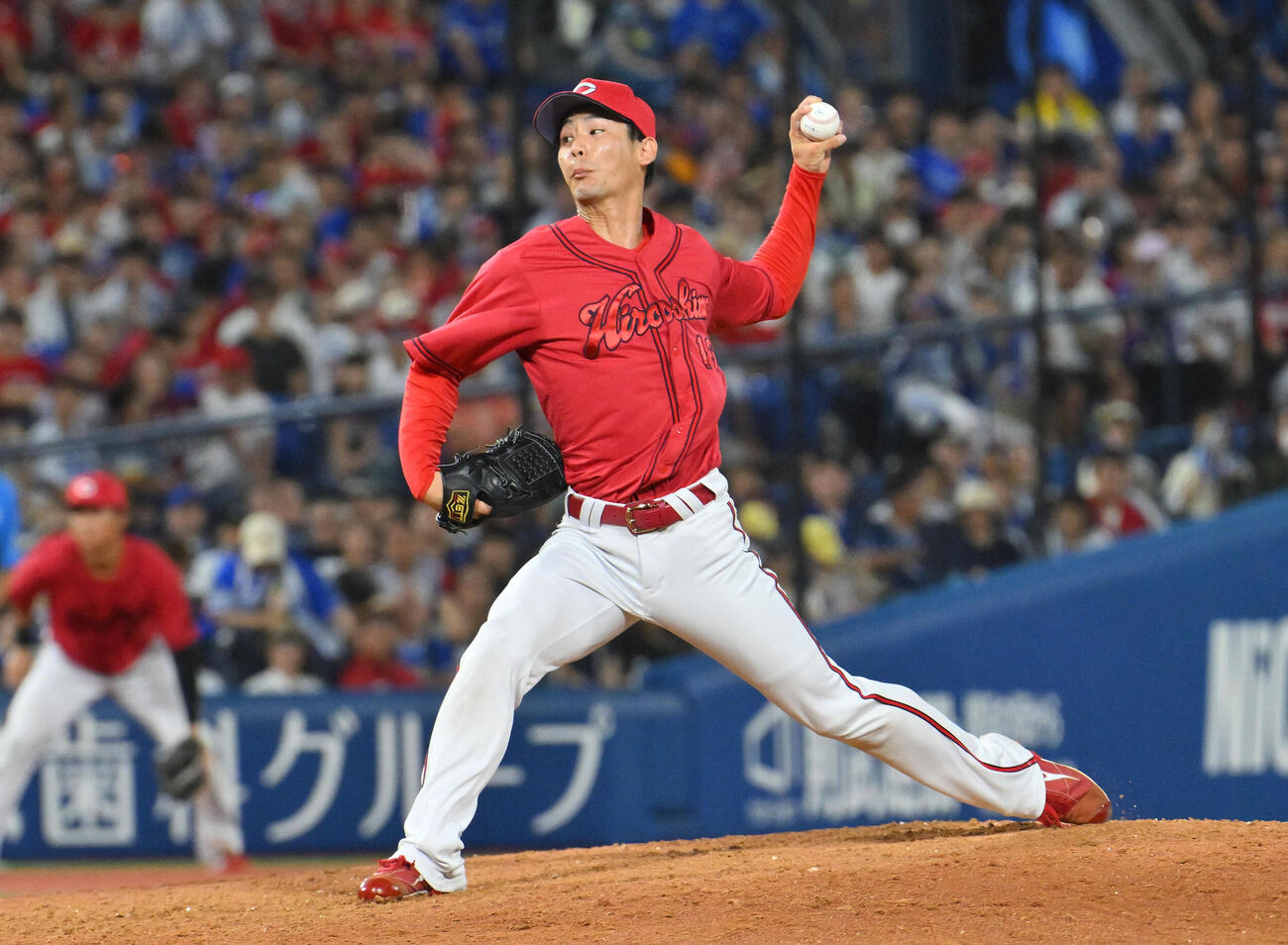 DeNA対広島　広島5番手で登板する森浦大輔（撮影・滝沢徹郎）