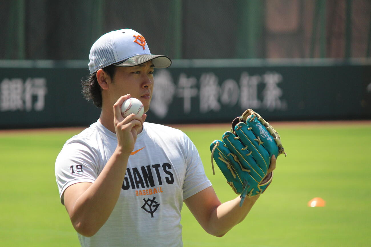 ジャイアンツ球場で調整した山崎