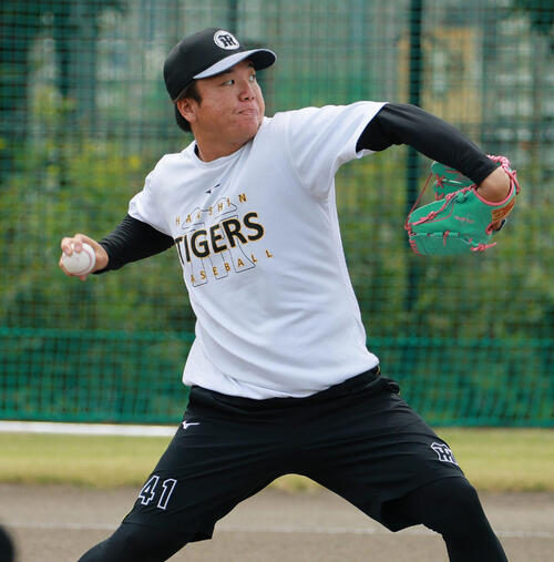阪神村上頌樹(2026年8月10日撮影)