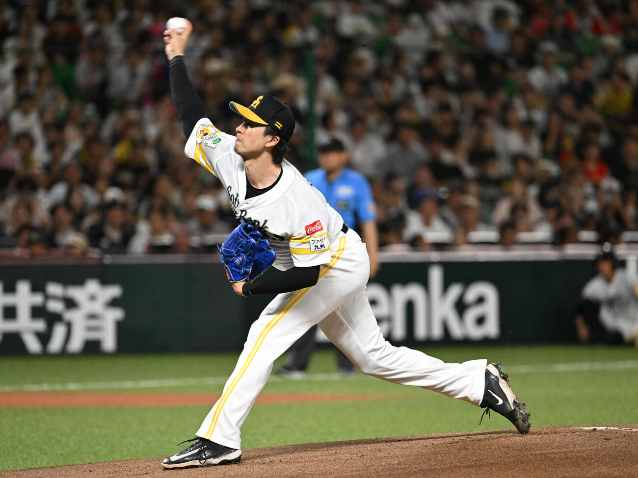 ソフトバンク対ロッテ　ソフトバンク先発の上沢直之（撮影・林敢治）