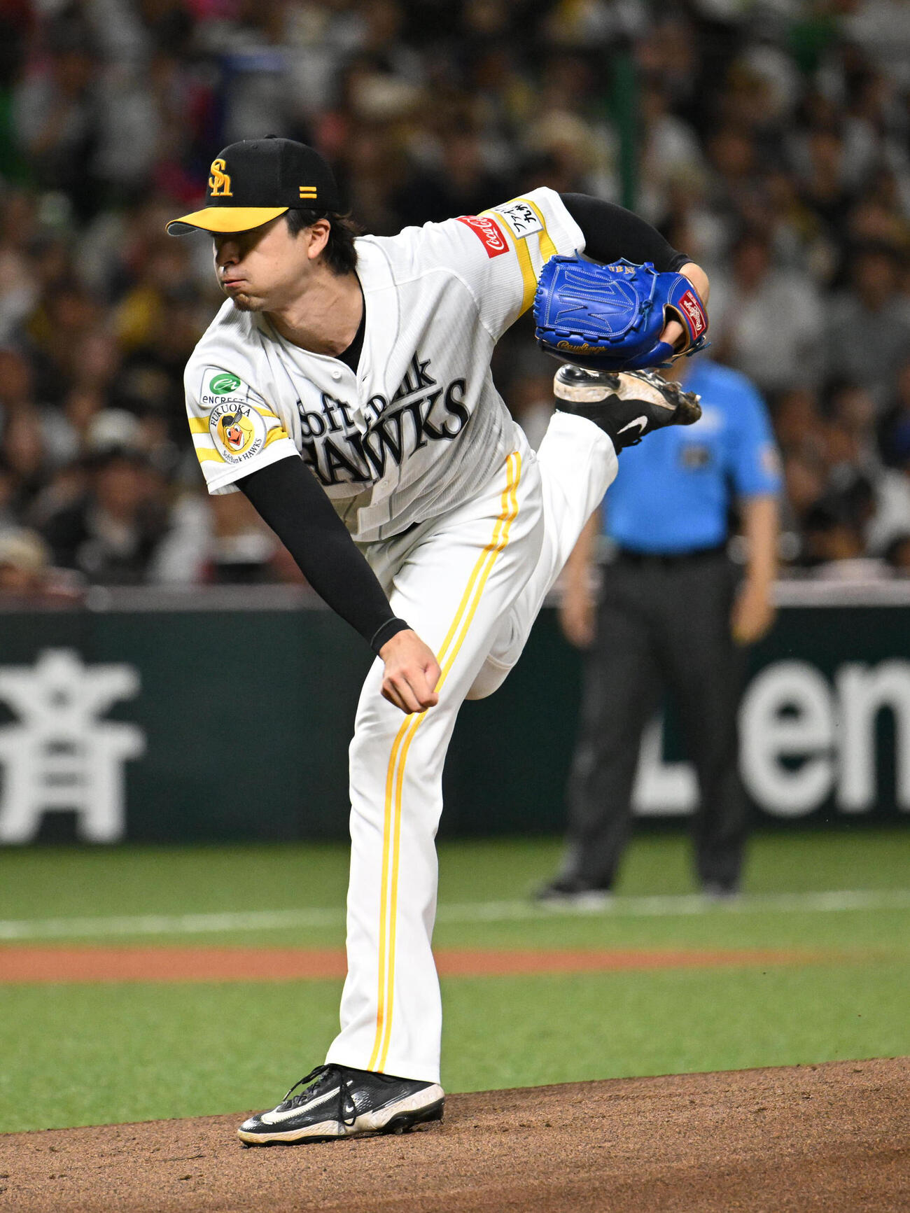 ソフトバンク対ロッテ　ソフトバンク先発の上沢直之（撮影・林敢治）