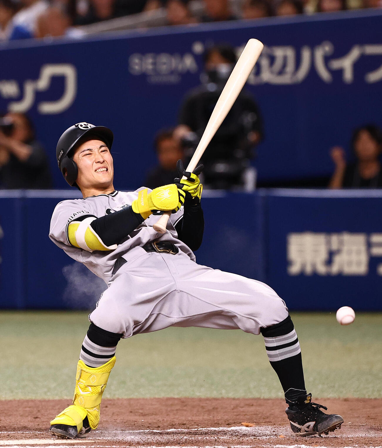 中日対巨人　2回表巨人2死二塁、浦田俊輔は死球を受ける（撮影・上田博志）
